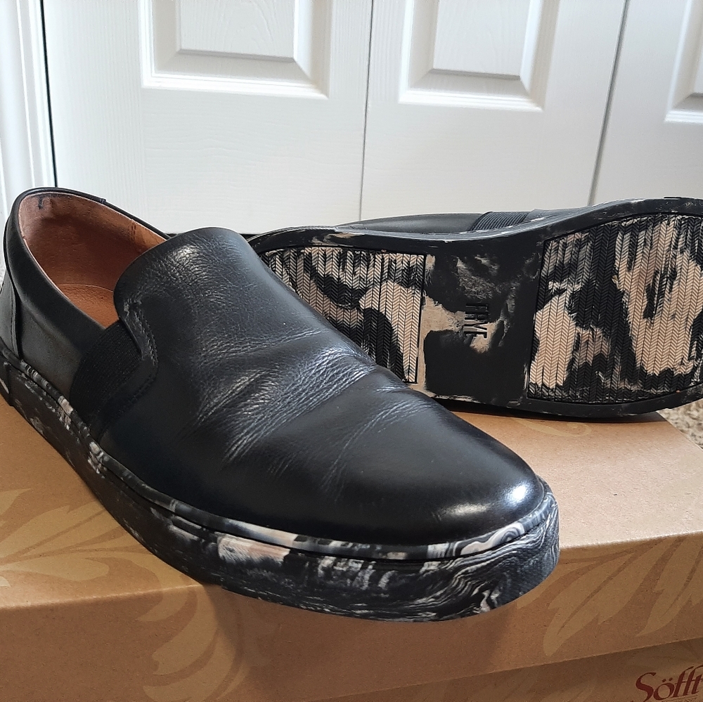 Frye Black Leather Ivy Slip On Sneakers Sz 11